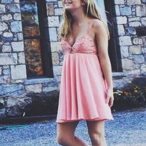 BeBe || Pink Mini Dress || Beaded Top